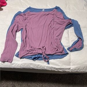 stars above Mauve Pink and Dusty Blue Long Sleeve Pajama Tops